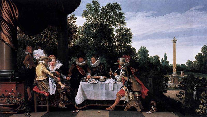 Esaias Van de Velde Merry company banqueting on a terrace oil painting image